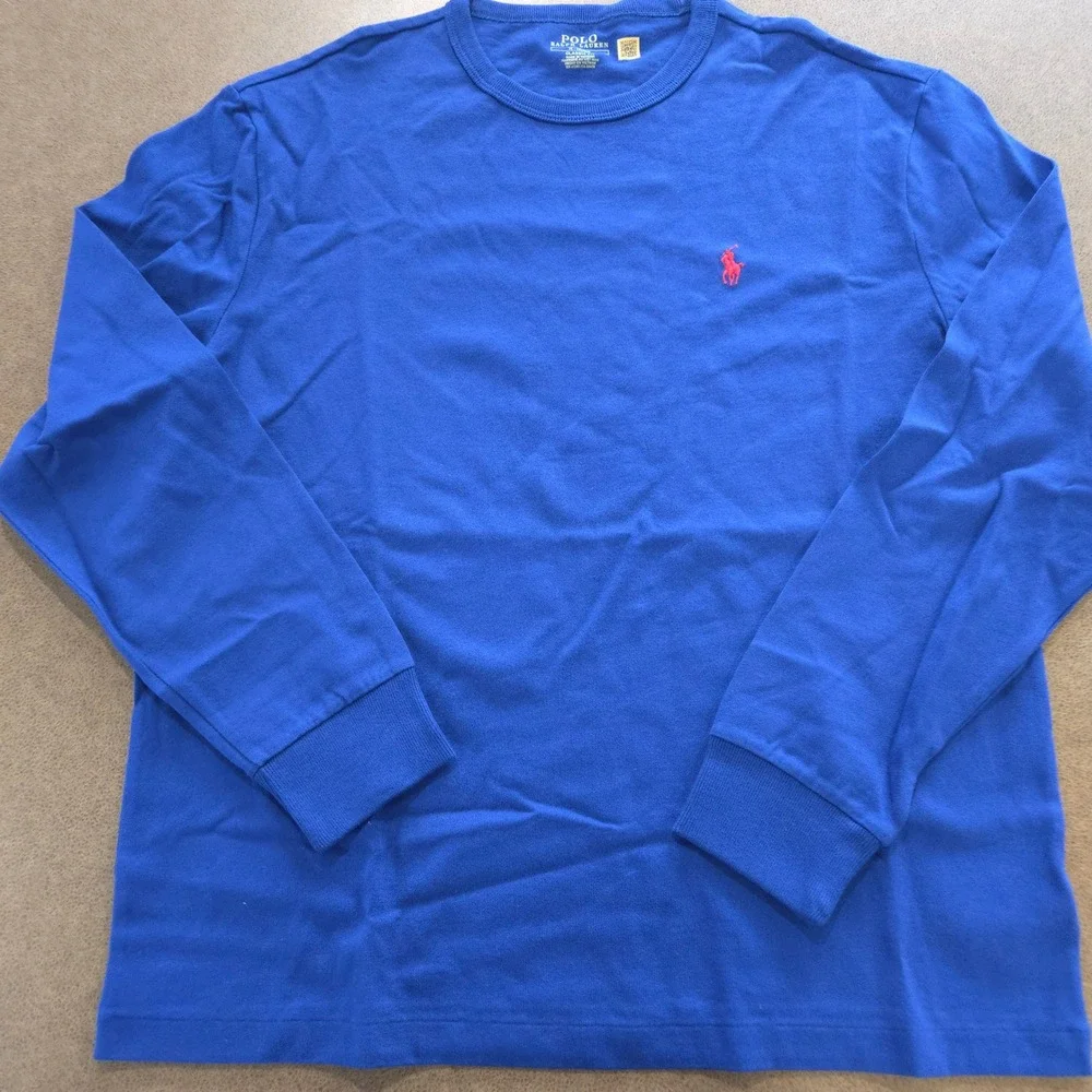 Polo Ralph Lauren hvwt T-Shirt Medium Mens Royal‎ BlueClassic Fit Long Sleeve